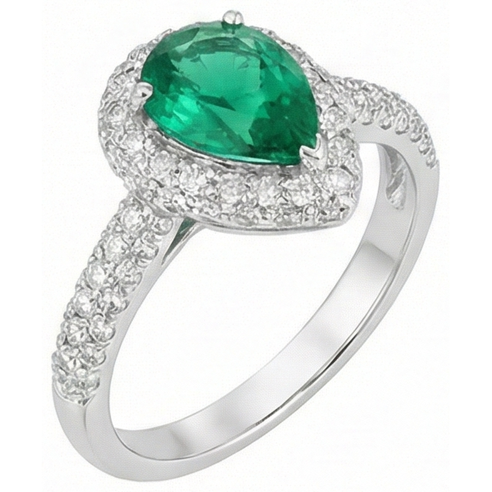 naturel pear diamant 7.35carats bague vue de dessus
