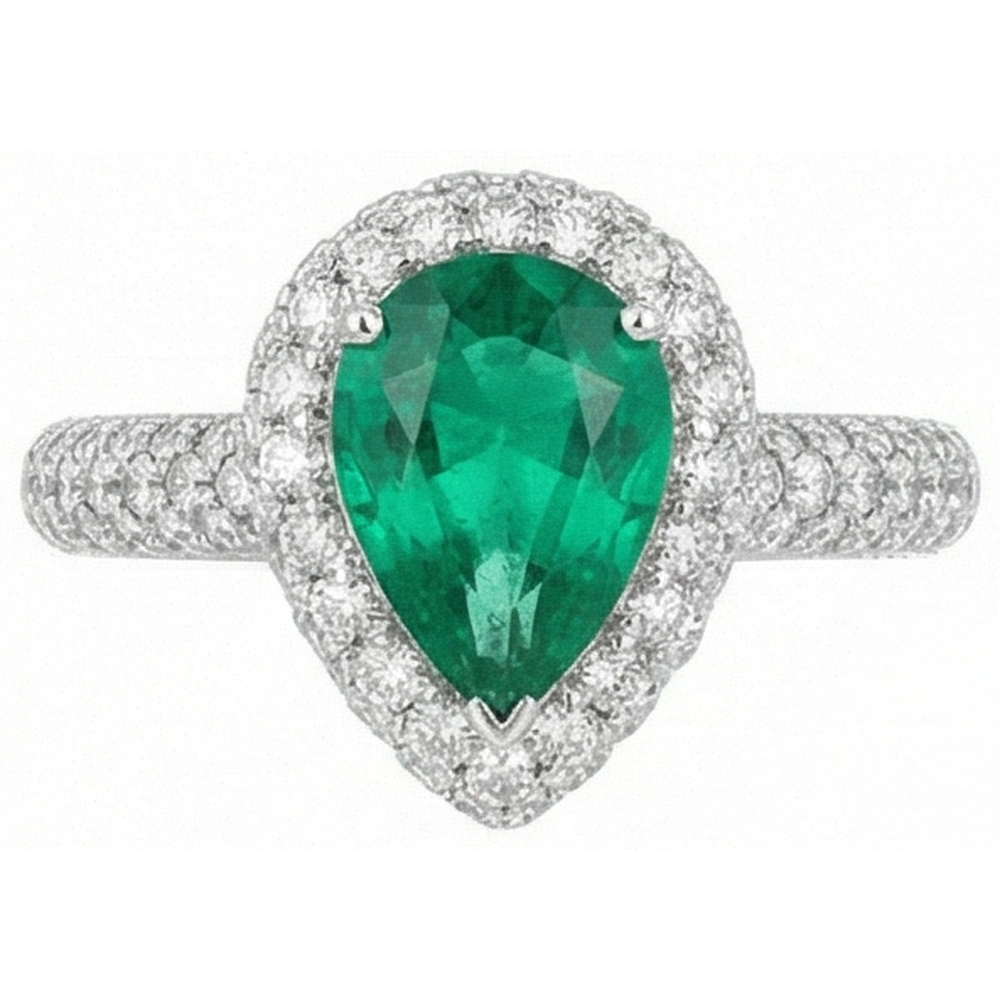 naturel pear diamant 7.35carats bague vue de profil
