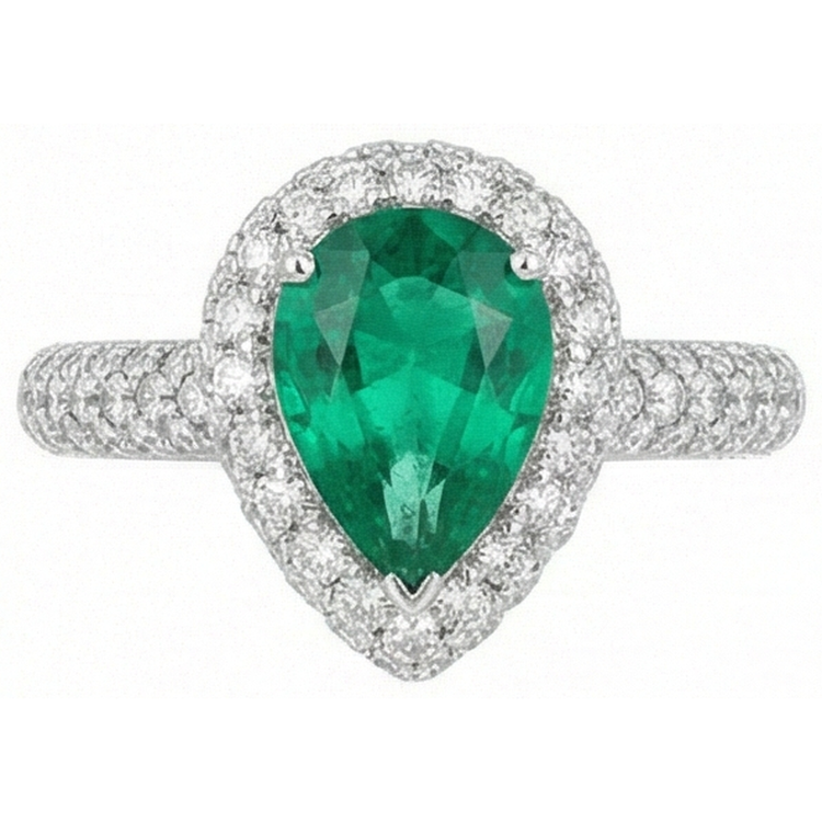 naturel pear diamant 7.35carats bague vue de profil