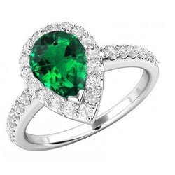 Bague de mariage émeraude Vert et diamants de 9.50 ct en or blanc 14 carats