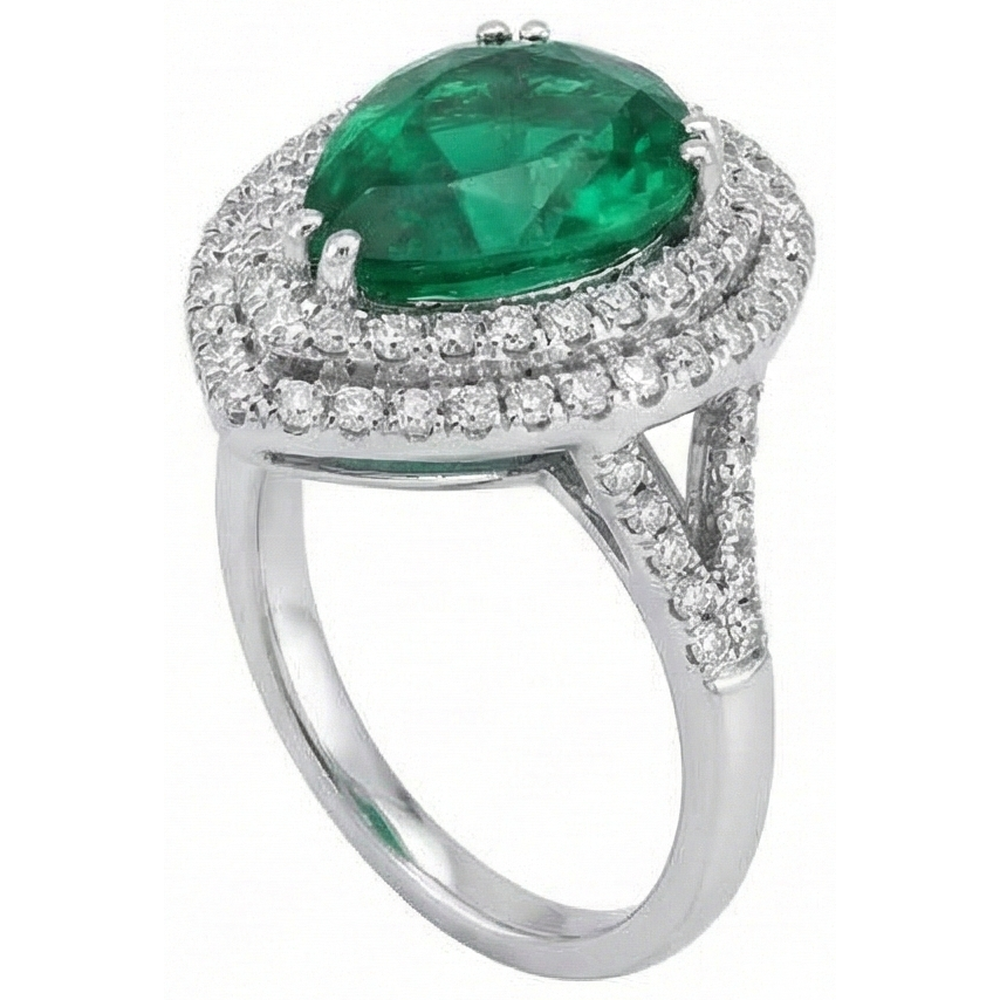 naturel pear diamant 5.50carats bague angle de côté