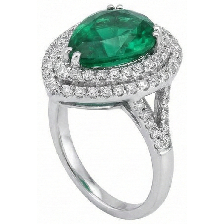 naturel pear diamant 5.50carats bague angle de côté