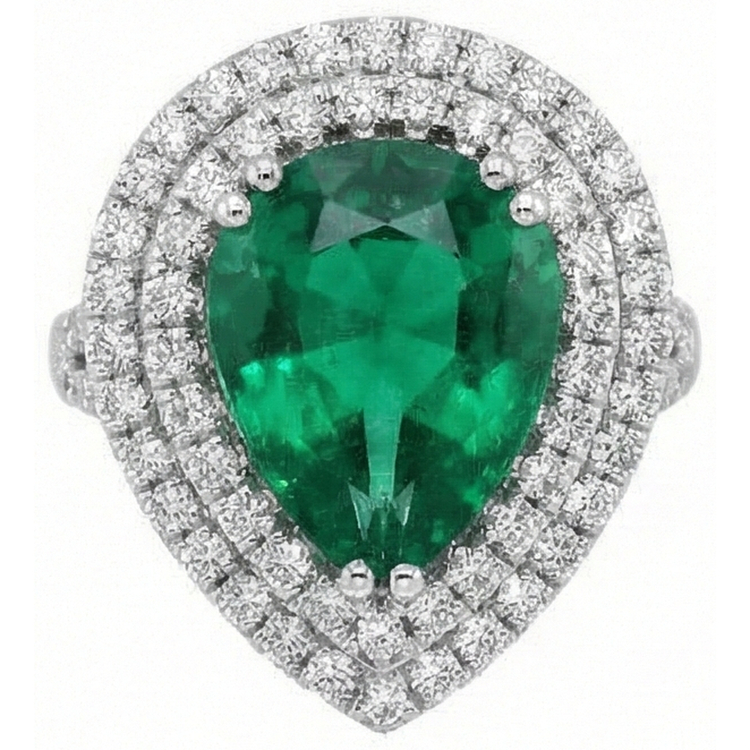 naturel pear diamant 5.50carats bague détail rapproché