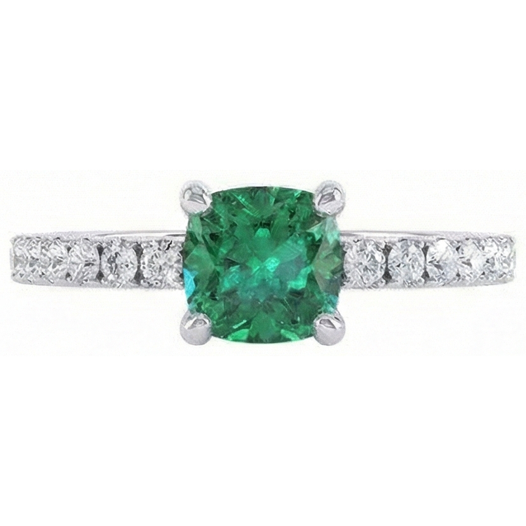 Bague de mariage émeraude verte de 3.2 ct avec diamants en or blanc 14K