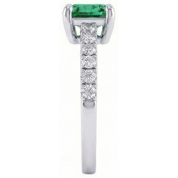 Bague de mariage émeraude verte de 3.2 ct avec diamants en or blanc 14K