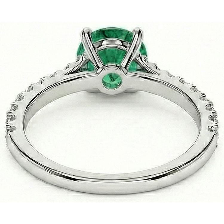 Bague de mariage émeraude verte de 3.7 ct avec diamants en or blanc 14 carats