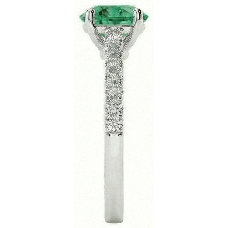 Bague de mariage émeraude verte de 3.7 ct avec diamants en or blanc 14 carats