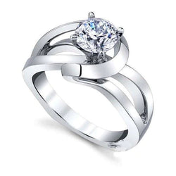 Bague de mariage en Réel diamant Coupe Ronde de 1,60 ct à tige fendue