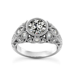 Bague de mariage en Réel diamant de style ancien rond de style antique. bijoux de 4 carats