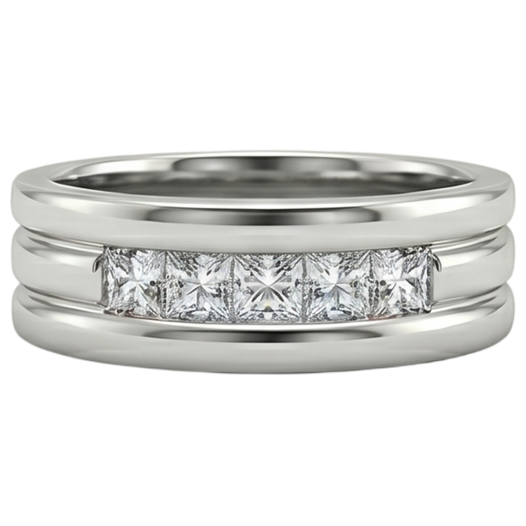 Bague de mariage en diamant pour homme taille princesse de 1.5 ct