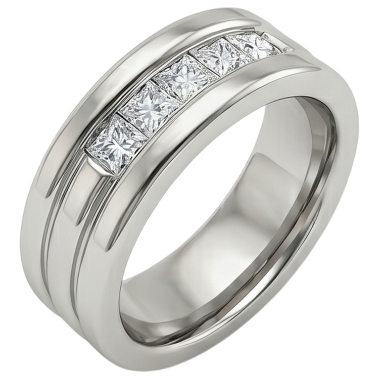 Bague de mariage en diamant pour homme taille princesse de 1.5 ct