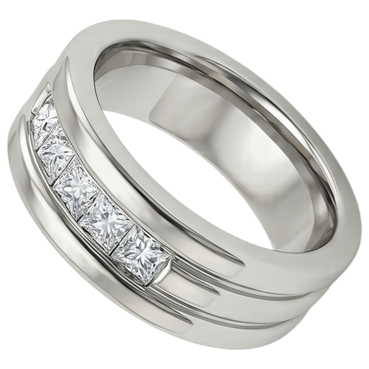 Bague de mariage en diamant pour homme taille princesse de 1.5 ct