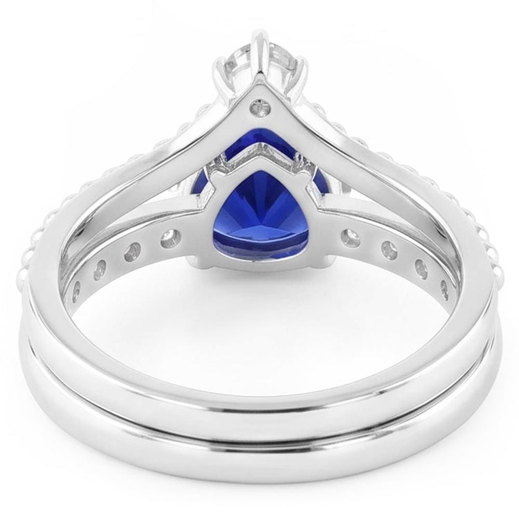 Bague de mariage en diamant sertie de mille milliards de saphirs bleus naturels 2 carats