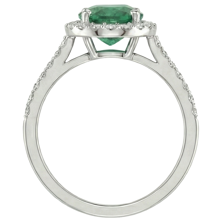 Bague de mariage en émeraude verte ovale de 1.85 ct avec diamants