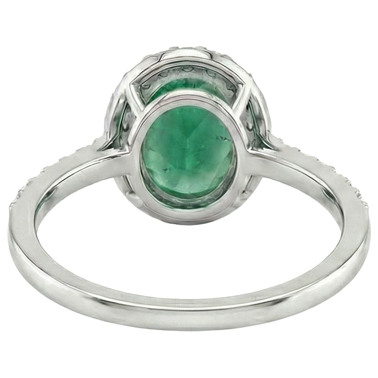 Bague de mariage en émeraude verte ovale de 1.85 ct avec diamants