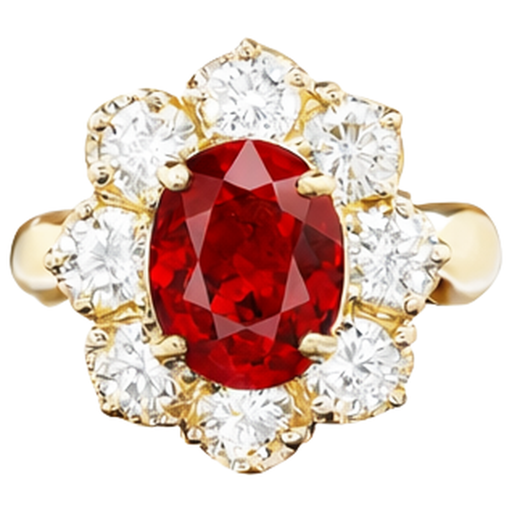 naturel oval rubis 14carats bague vue de face