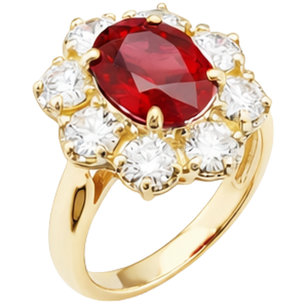 naturel oval rubis 14carats bague angle de côté