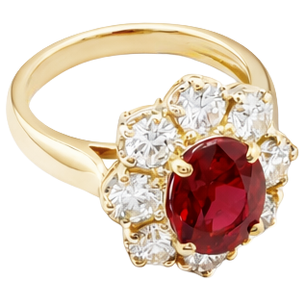 naturel oval rubis 14carats bague vue de dessus