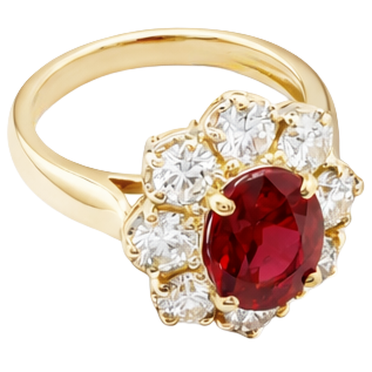 naturel oval rubis 14carats bague vue de dessus