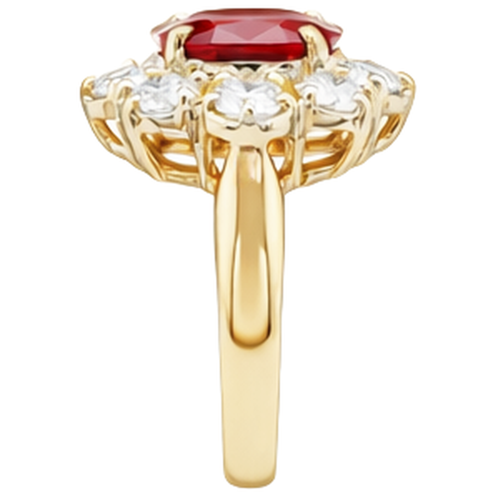 naturel oval rubis 14carats bague détail rapproché