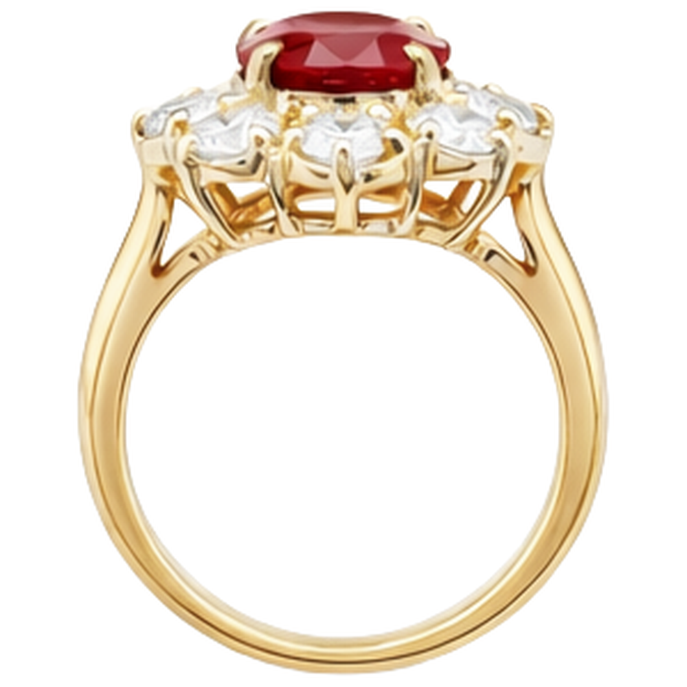 naturel oval rubis 14carats bague vue de profil