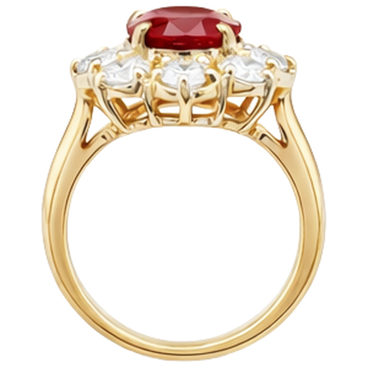 naturel oval rubis 14carats bague vue de profil