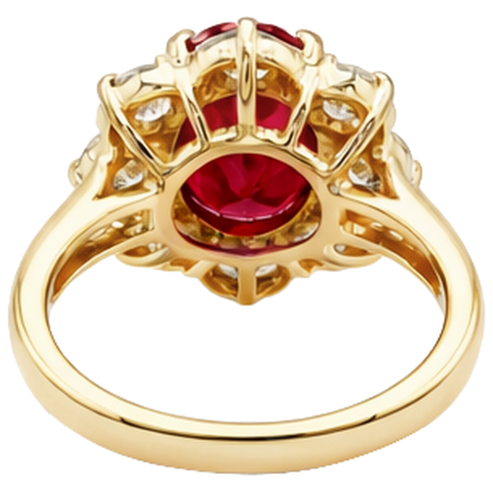 naturel oval rubis 14carats bague sur blanc