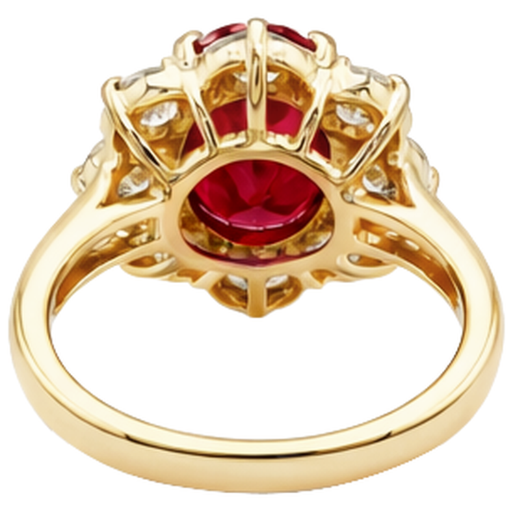 naturel oval rubis 14carats bague sur blanc