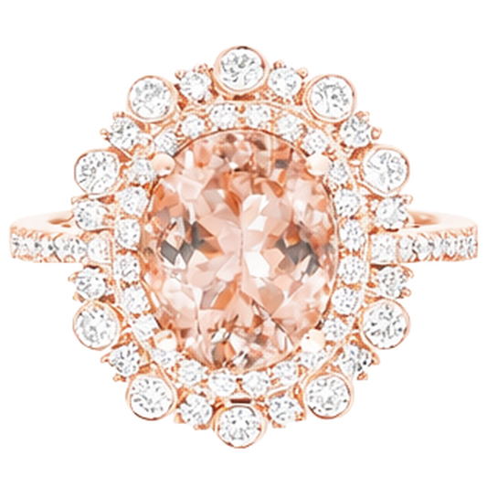 Bague de mariage en or rose 14K 18 carats Morganite avec diamants Nouveau