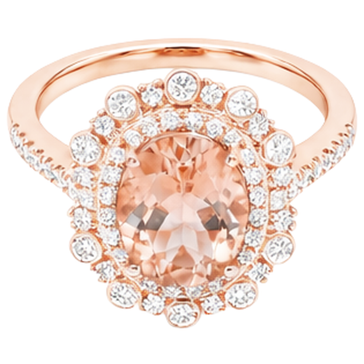 Bague de mariage en or rose 14K 18 carats Morganite avec diamants Nouveau