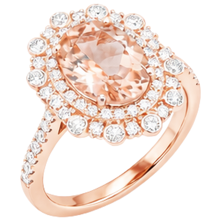 Bague de mariage en or rose 14K 18 carats Morganite avec diamants Nouveau