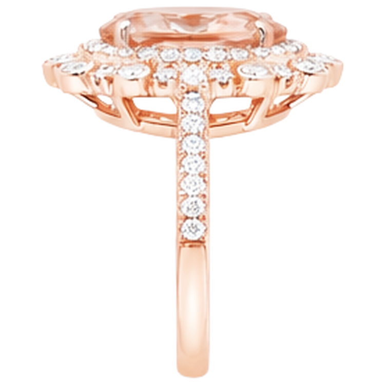 Bague de mariage en or rose 14K 18 carats Morganite avec diamants Nouveau