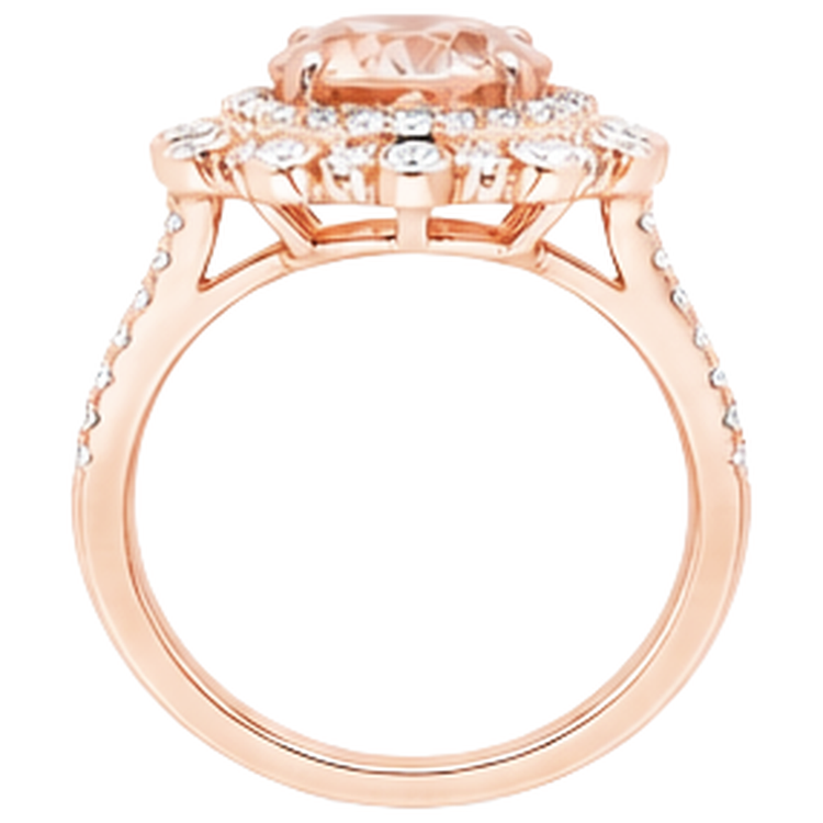 Bague de mariage en or rose 14K 18 carats Morganite avec diamants Nouveau