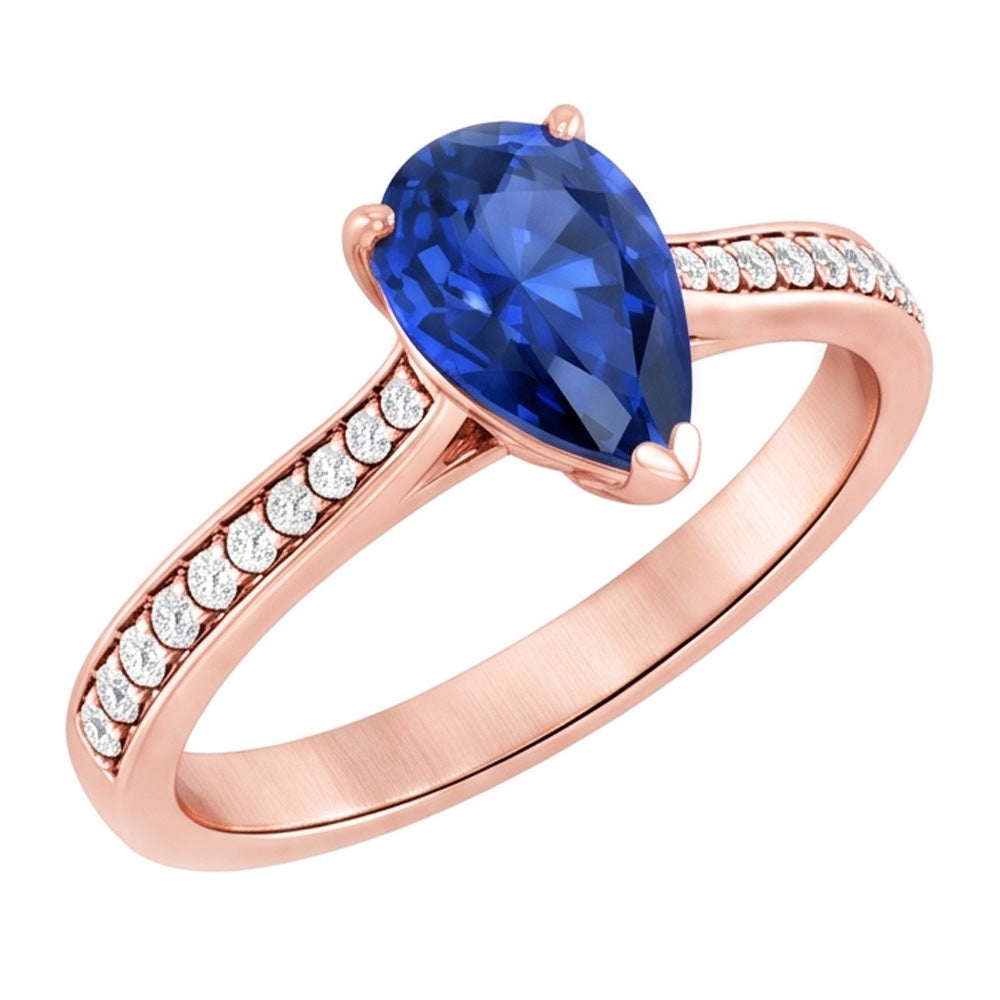 Bague de mariage en pierres précieuses en forme de poire Saphir de Ceylan Bijoux 3 carats