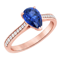 Bague de mariage en pierres précieuses en forme de poire Saphir de Ceylan Bijoux 3 carats