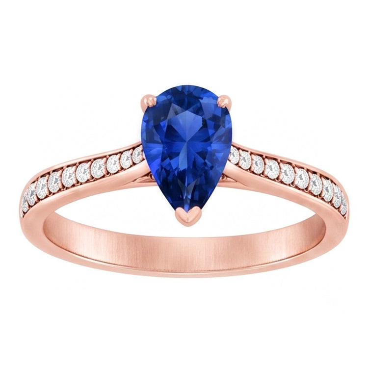 Bague de mariage en pierres précieuses en forme de poire Saphir de Ceylan Bijoux 3 carats