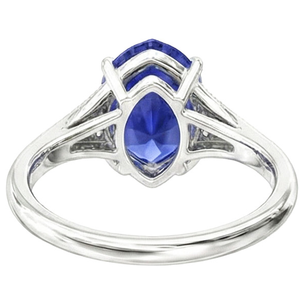 naturel pear diamant 2.75carats bague vue de face