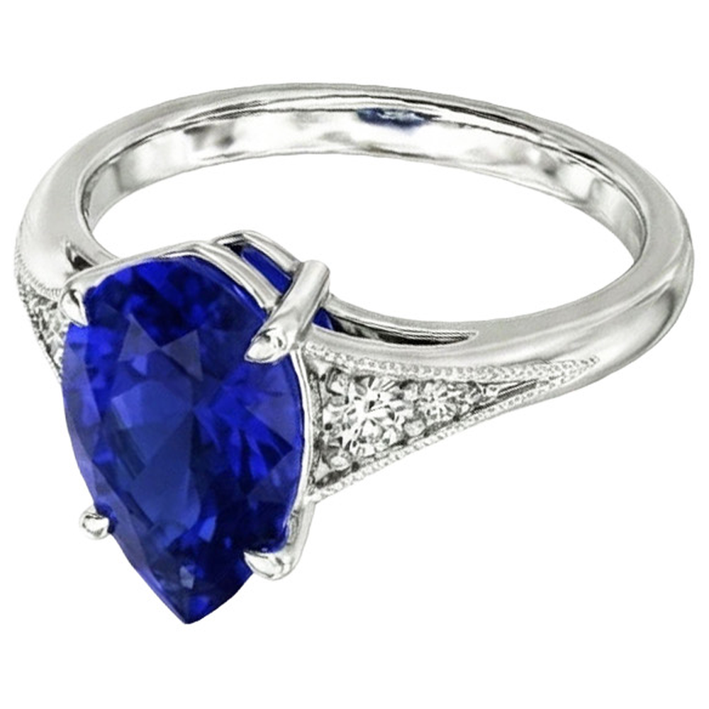 naturel pear diamant 2.75carats bague angle de côté