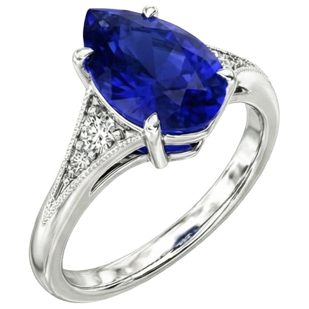 naturel pear diamant 2.75carats bague détail rapproché