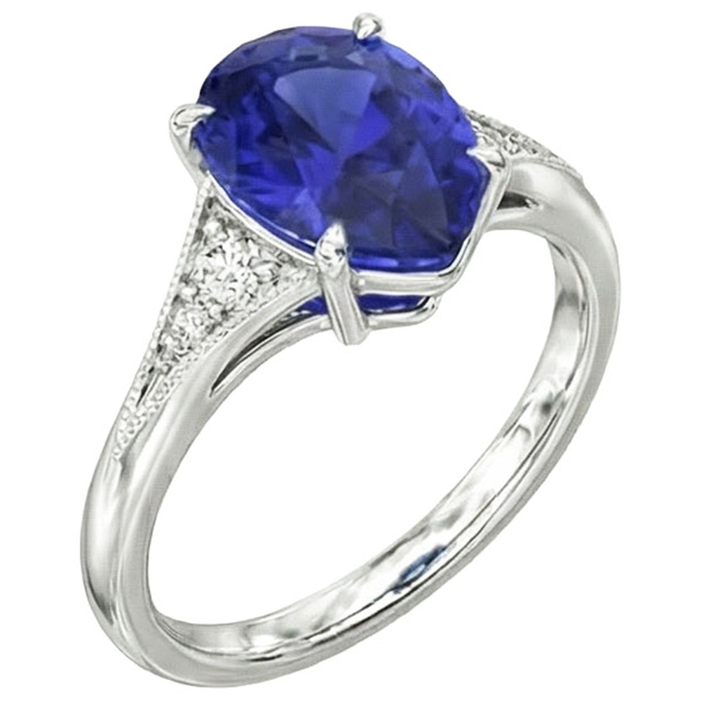 naturel pear diamant 2.75carats bague vue de dessus