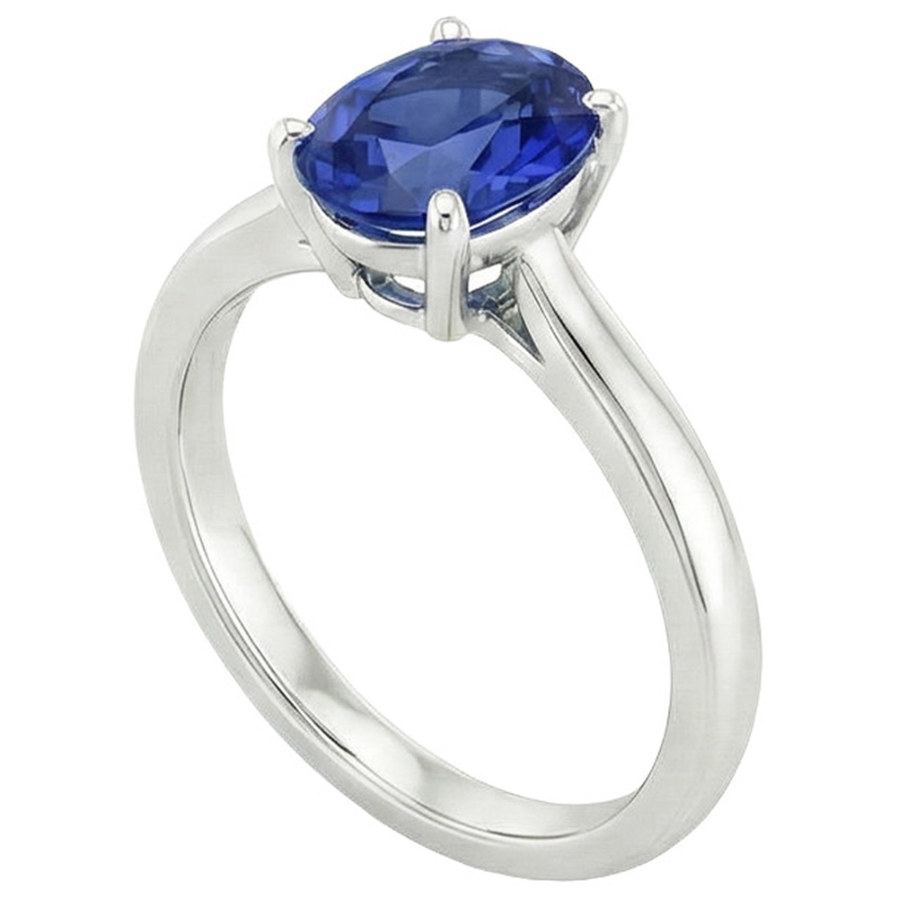 naturel oval saphir 3carats bague angle de côté