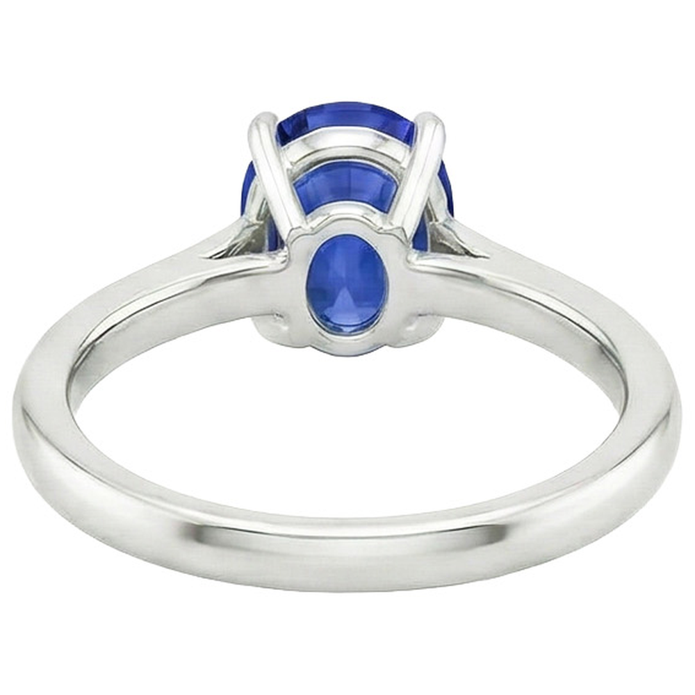 naturel oval saphir 3carats bague vue de dessus