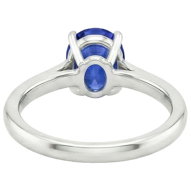 naturel oval saphir 3carats bague vue de dessus