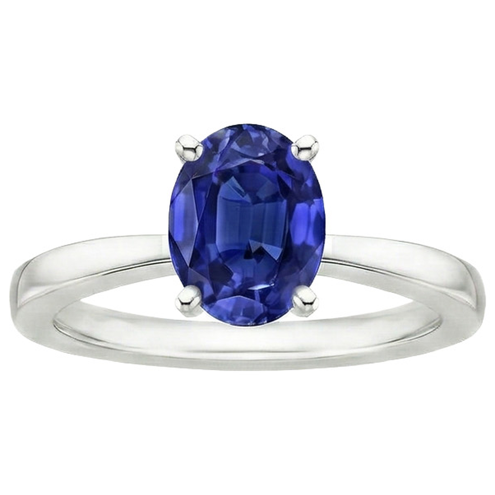 naturel oval saphir 3carats bague vue de profil