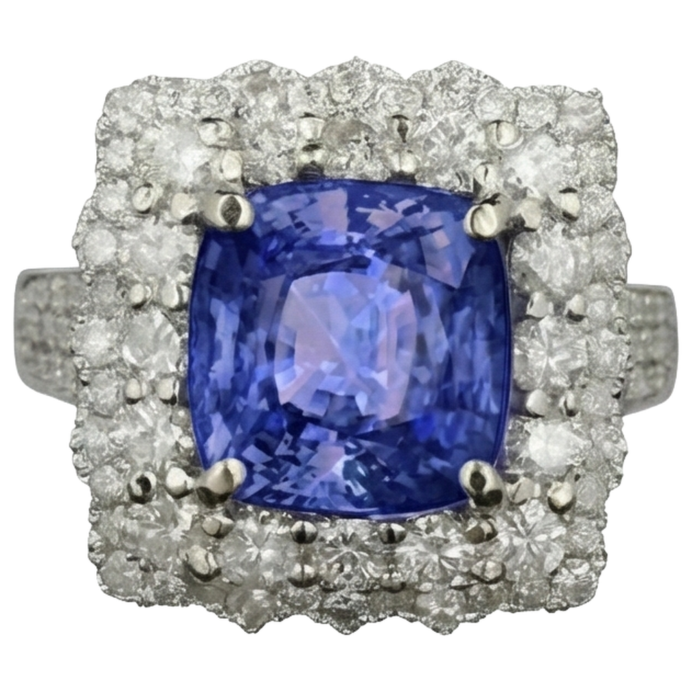 naturel cushion tanzanite 9.75carats bague angle de côté