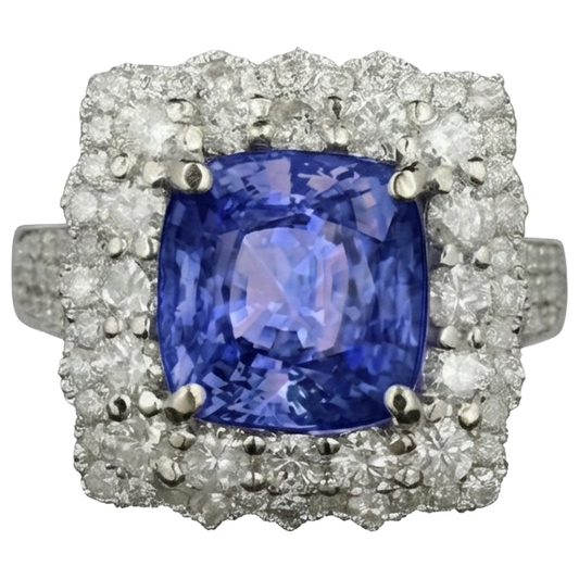 naturel cushion tanzanite 9.75carats bague angle de côté