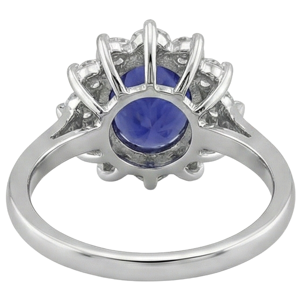naturel oval tanzanite 11.75carats bague avec accents diamants