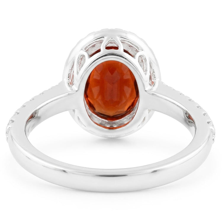 Bague de mariage grenat ovale en or blanc 14K avec diamants de 13.25 ct