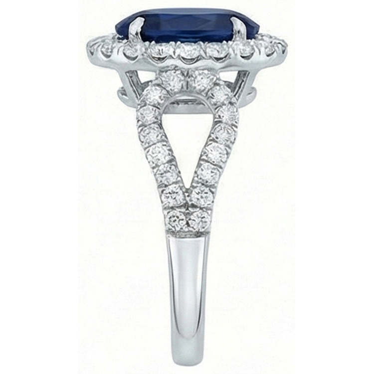 naturel oval diamant 5carats bague vue de profil