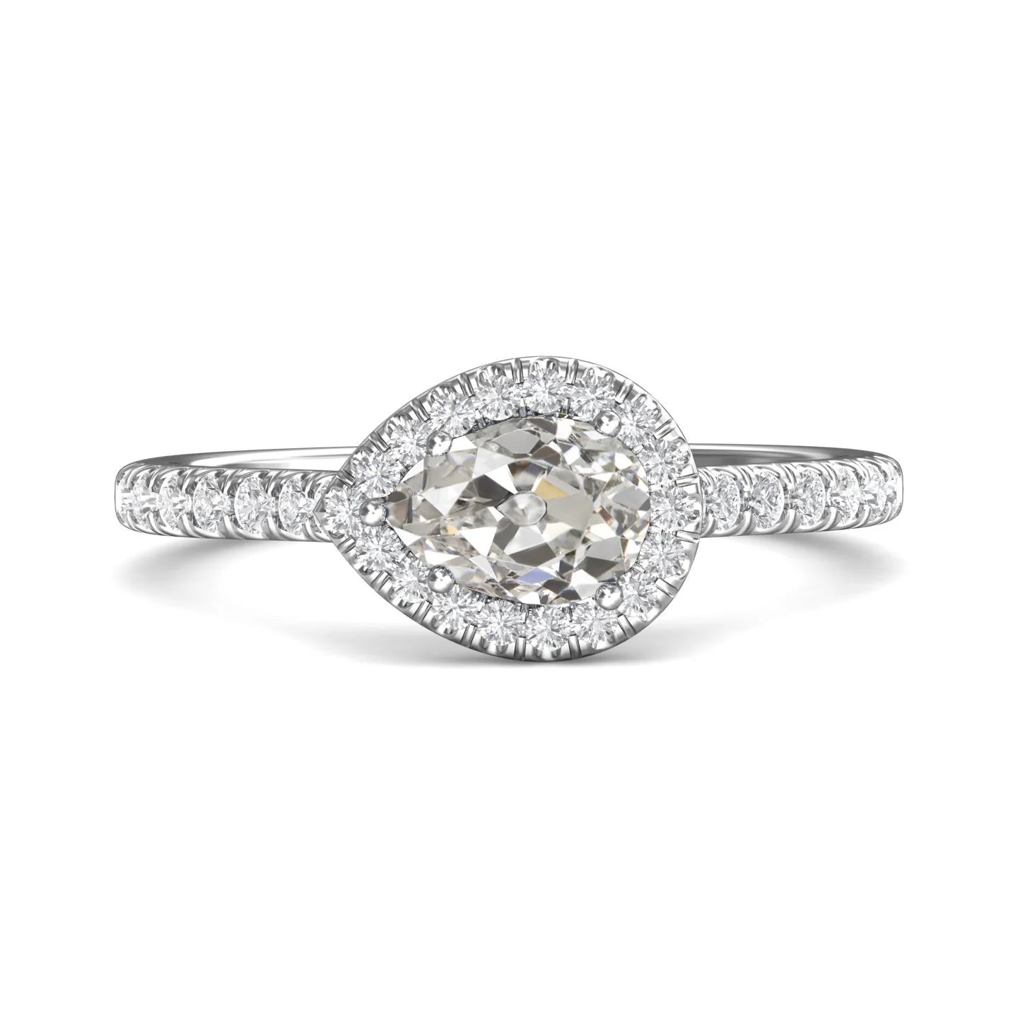 Bague de mariage halo Réel diamant rond et poire taille ancienne mine 4.50 carats
